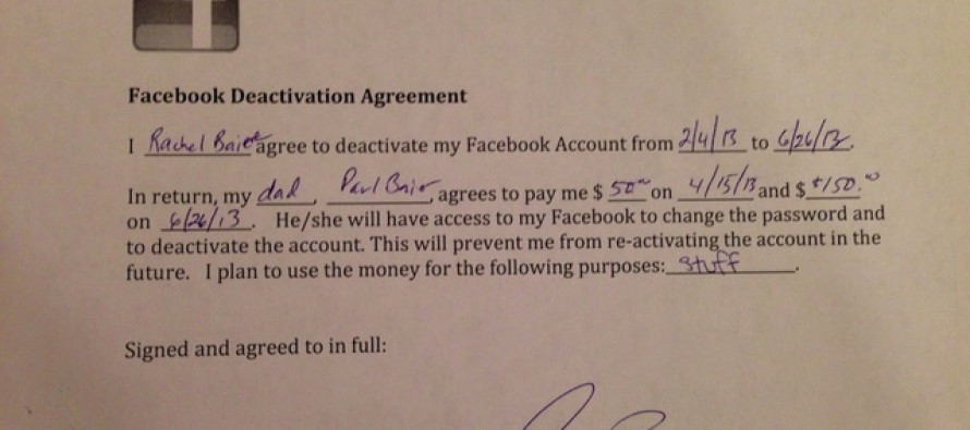 A Father Gave His Daughter a $200 Contract to Stay Off Facebook