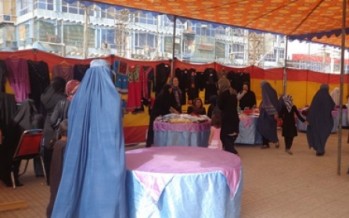 Afghan women display their handicrafts in Mazar-e-Sharif
