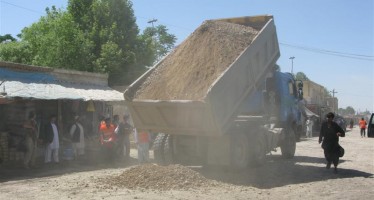 Residents halt work on a substandard road project in Paktia